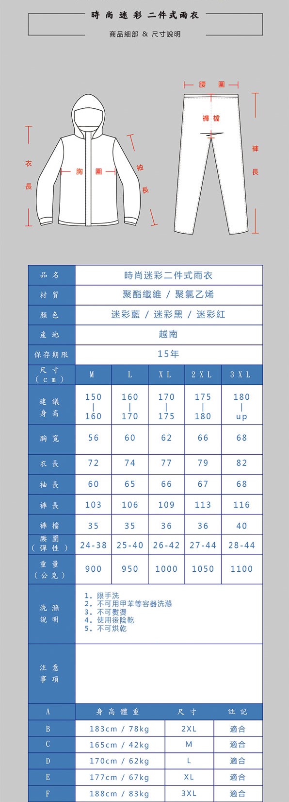 【東伸DONGSHEN】迷彩都會叢林外套雨衣 (灰色) - Webike摩托百货