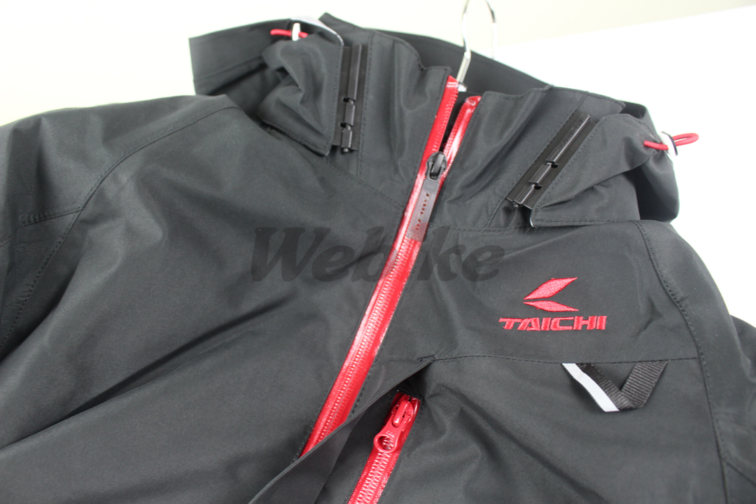 RSJ324 五件式护具 防水透气连帽防摔衣 (黑/红) DRYMASTER_特写