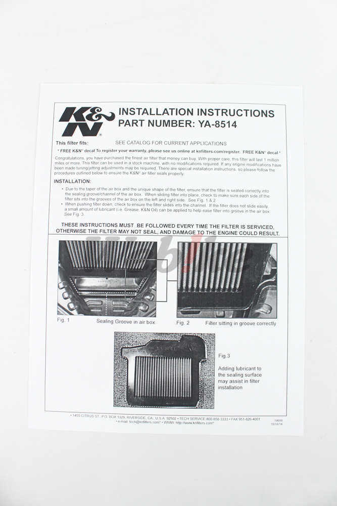 K&N Replacement Air Filter_說明書