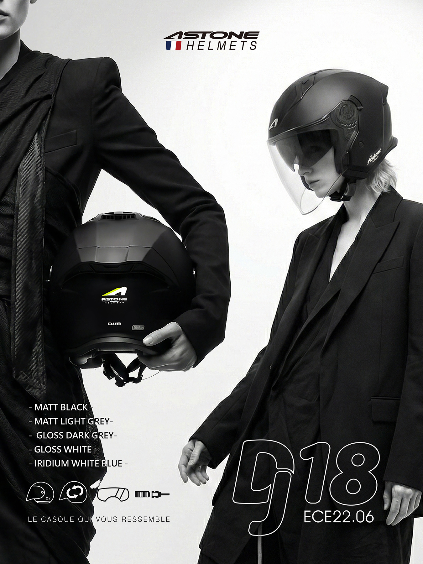 【ASTONE】DJ18 素色 四分之三安全帽 (白色) -  Webike摩托百貨