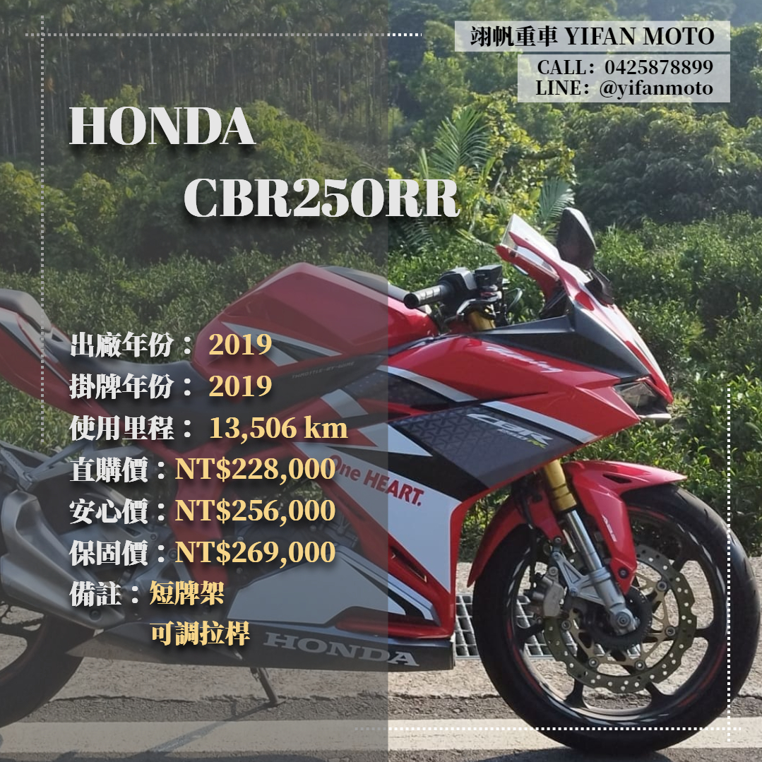 HONDA CBR250RR - 中古/二手車出售中 2019年 HONDA CBR250RR/0元交車/分期貸款/車換車/線上賞車/到府交車 | 翊帆國際重車