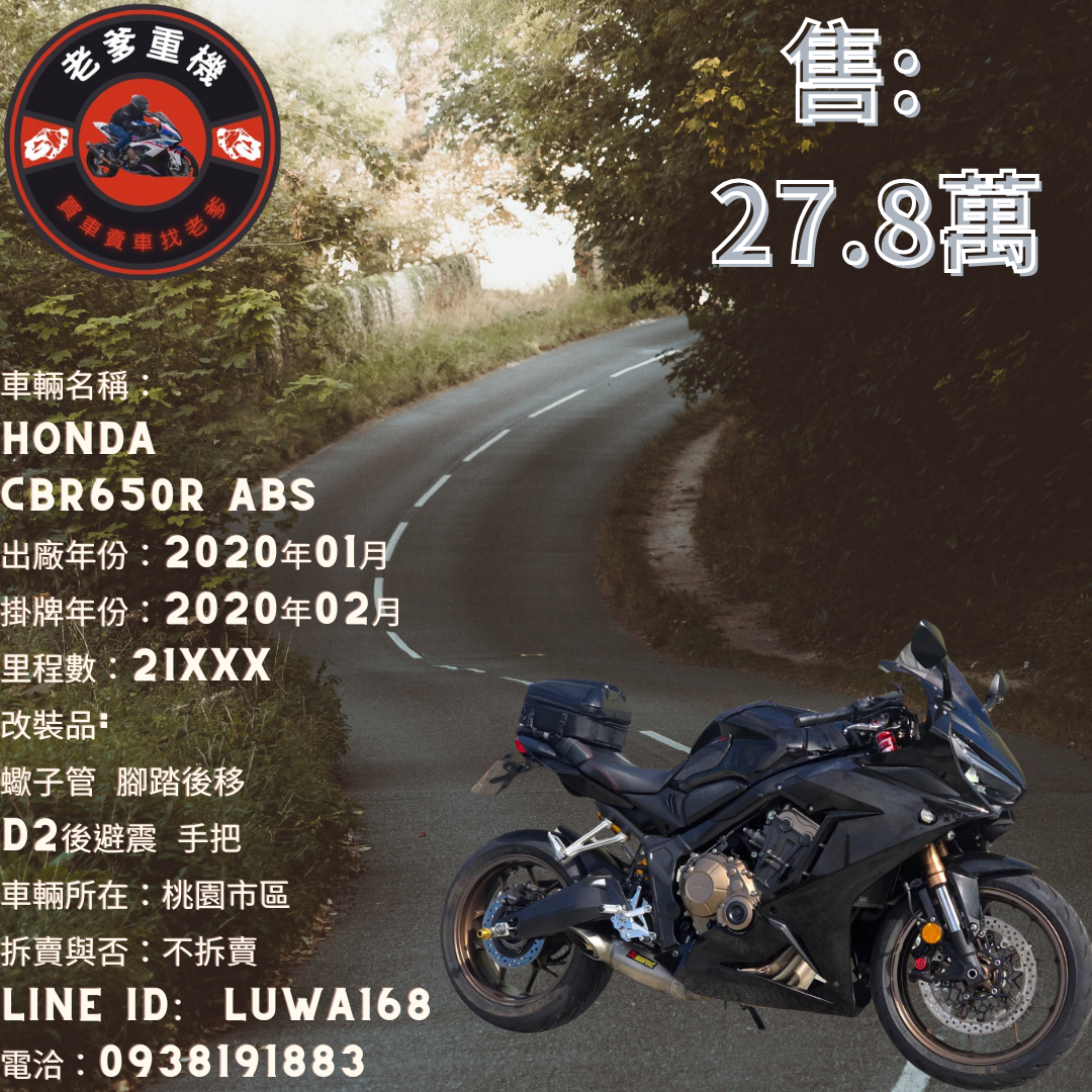 【老爹重機】HONDA CBR650R - 「Webike-摩托車市」 [出售] 2020年 HONDA CBR650R ABS