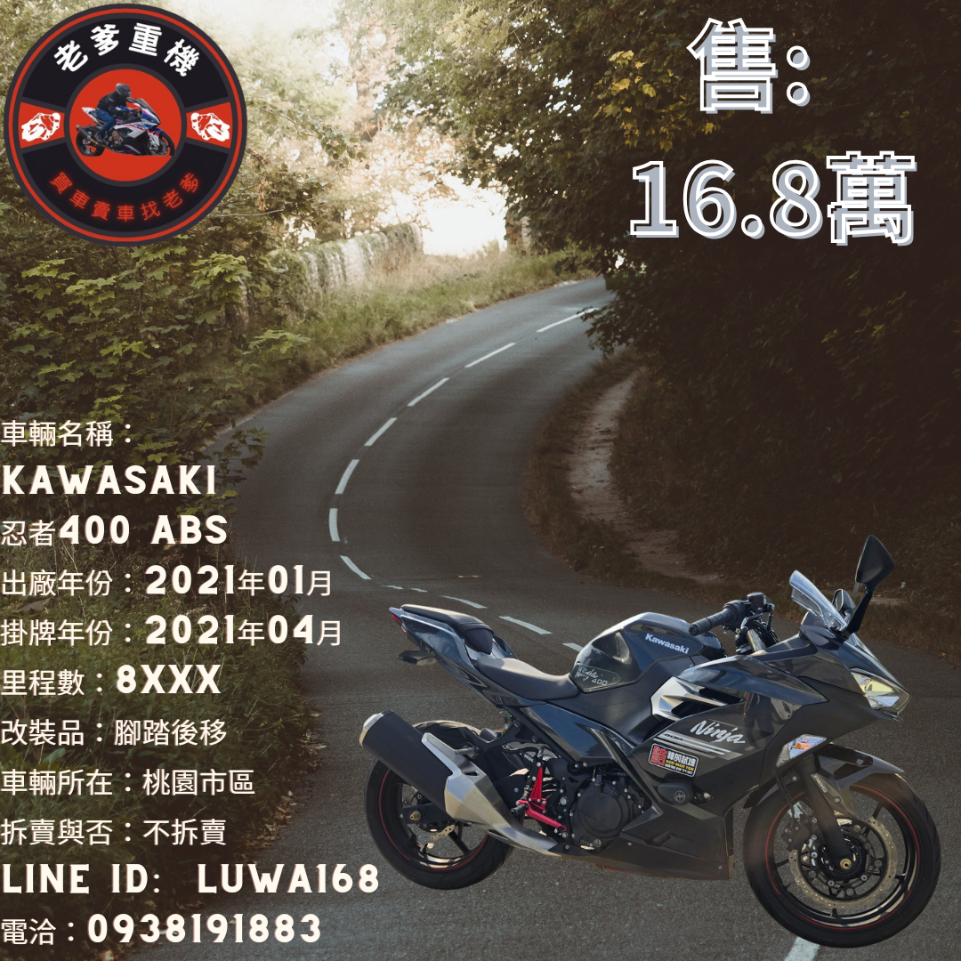 KAWASAKI NINJA400 - 中古/二手車出售中 [出售] 2021年 KAWASAKI 忍者400 ABS | 老爹重機