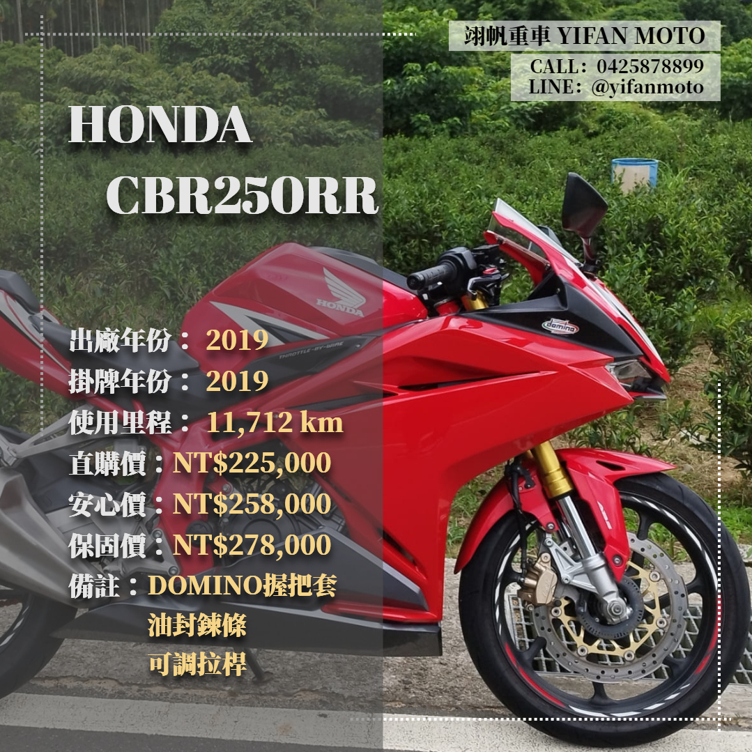 HONDA CBR250RR - 中古/二手車出售中 2019年 HONDA CBR250RR/0元交車/分期貸款/車換車/線上賞車/到府交車 | 翊帆國際重車