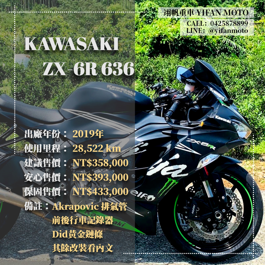 【翊帆國際重車】KAWASAKI NINJA ZX-6R - 「Webike-摩托車市」 2019年 KAWASAKI ZX-6R 636/0元交車/分期貸款/車換車/線上賞車/到府交車