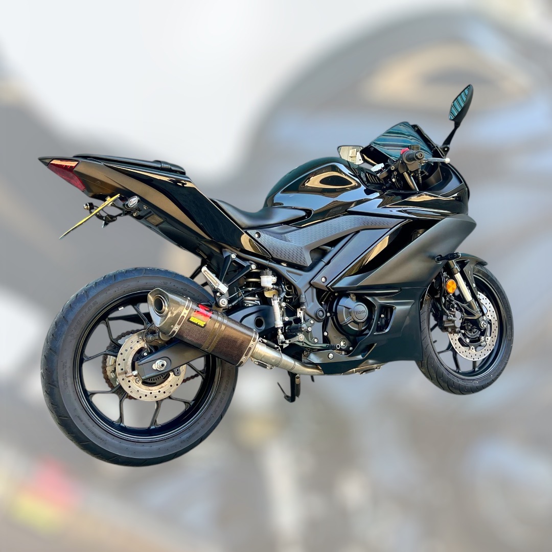 YAMAHA YZF-R3 - 中古/二手車出售中 2022年 R3 全段碳蠍管 短牌架 前後行車紀錄器 稀有黑色系 阿宏大型重機買賣 | 阿宏大型重機買賣