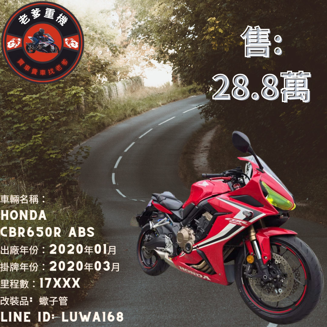 【老爹重機】HONDA CBR650R - 「Webike-摩托車市」 [出售] 2020年 HONDA CBR650R ABS
