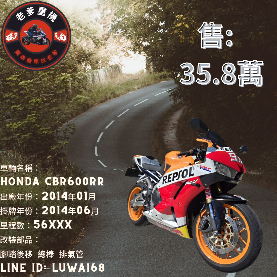 HONDA CBR600RR - 中古/二手車出售中 [出售] 2014年 HONDA CBR600RR  | 老爹重機