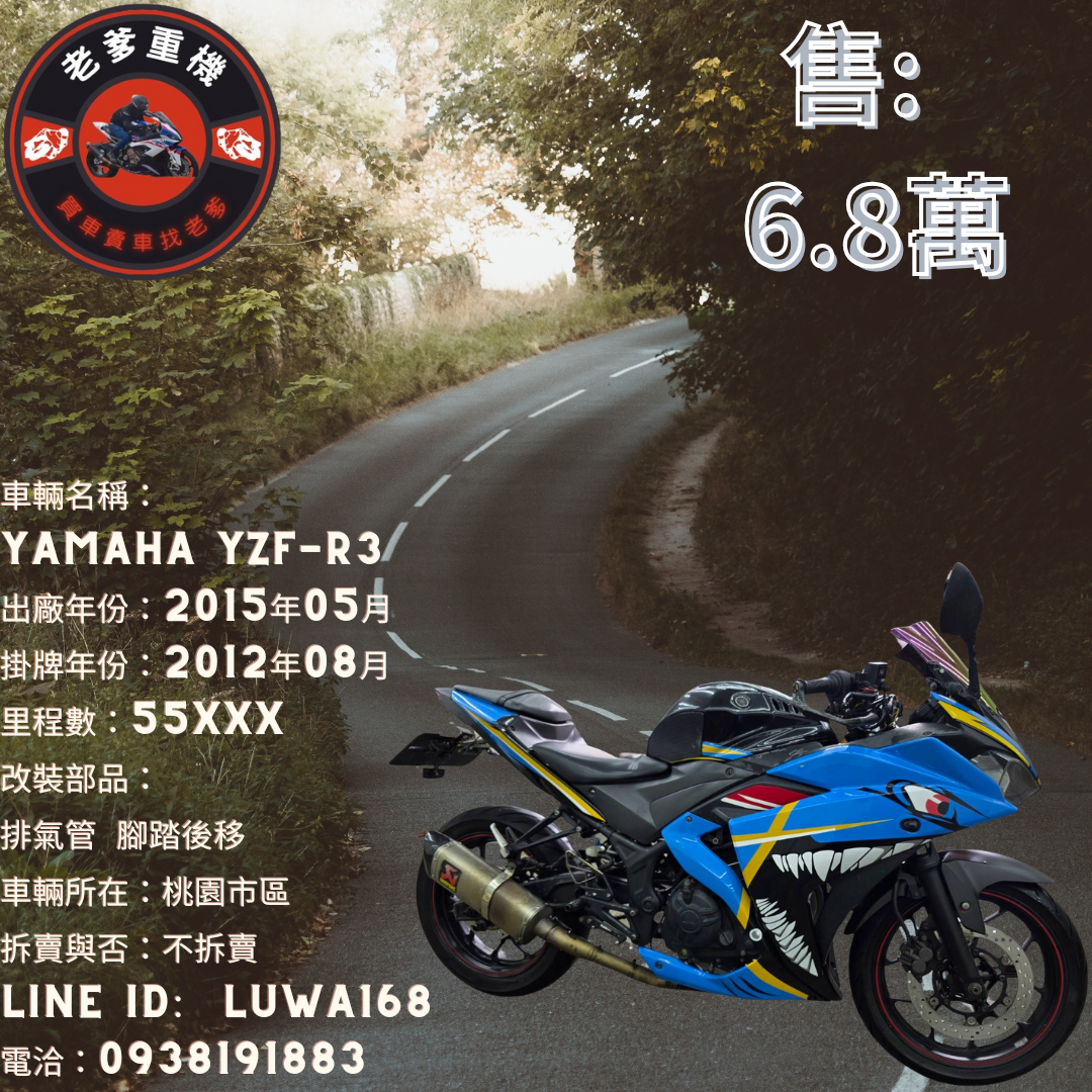 【老爹重機】YAMAHA YZF-R3 - 「Webike-摩托車市」 [出售] 2015年 YAMAHA YZF-R3 