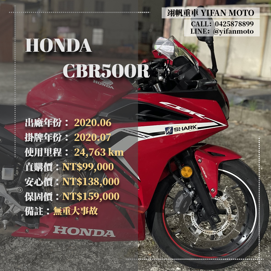 【翊帆國際重車】HONDA CBR500R - 「Webike-摩托車市」 2020年 HONDA CBR500R/0元交車/分期貸款/車換車/線上賞車/到府交車