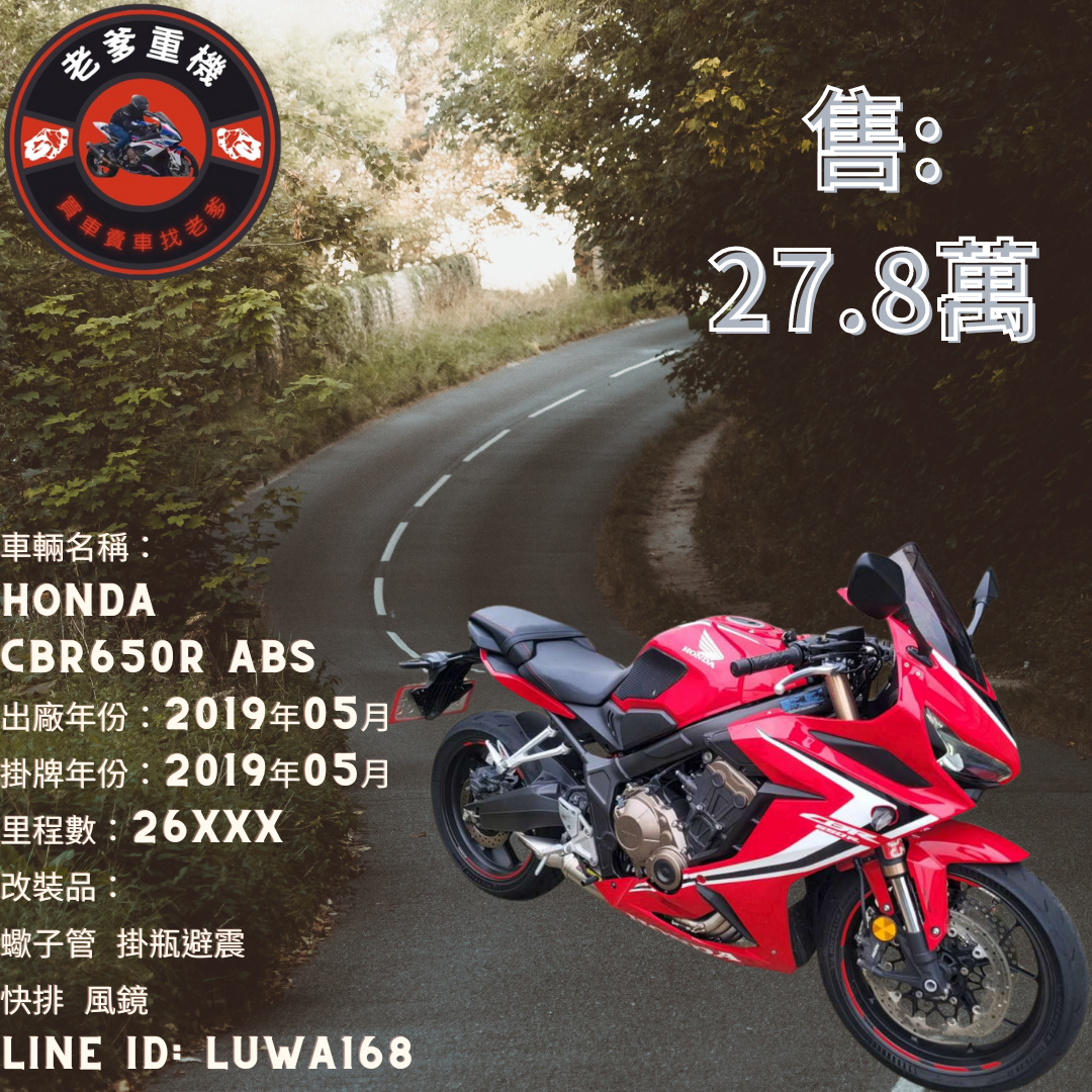 【老爹重機】HONDA CBR650R - 「Webike-摩托車市」 [出售] 2019年 HONDA CBR650R ABS