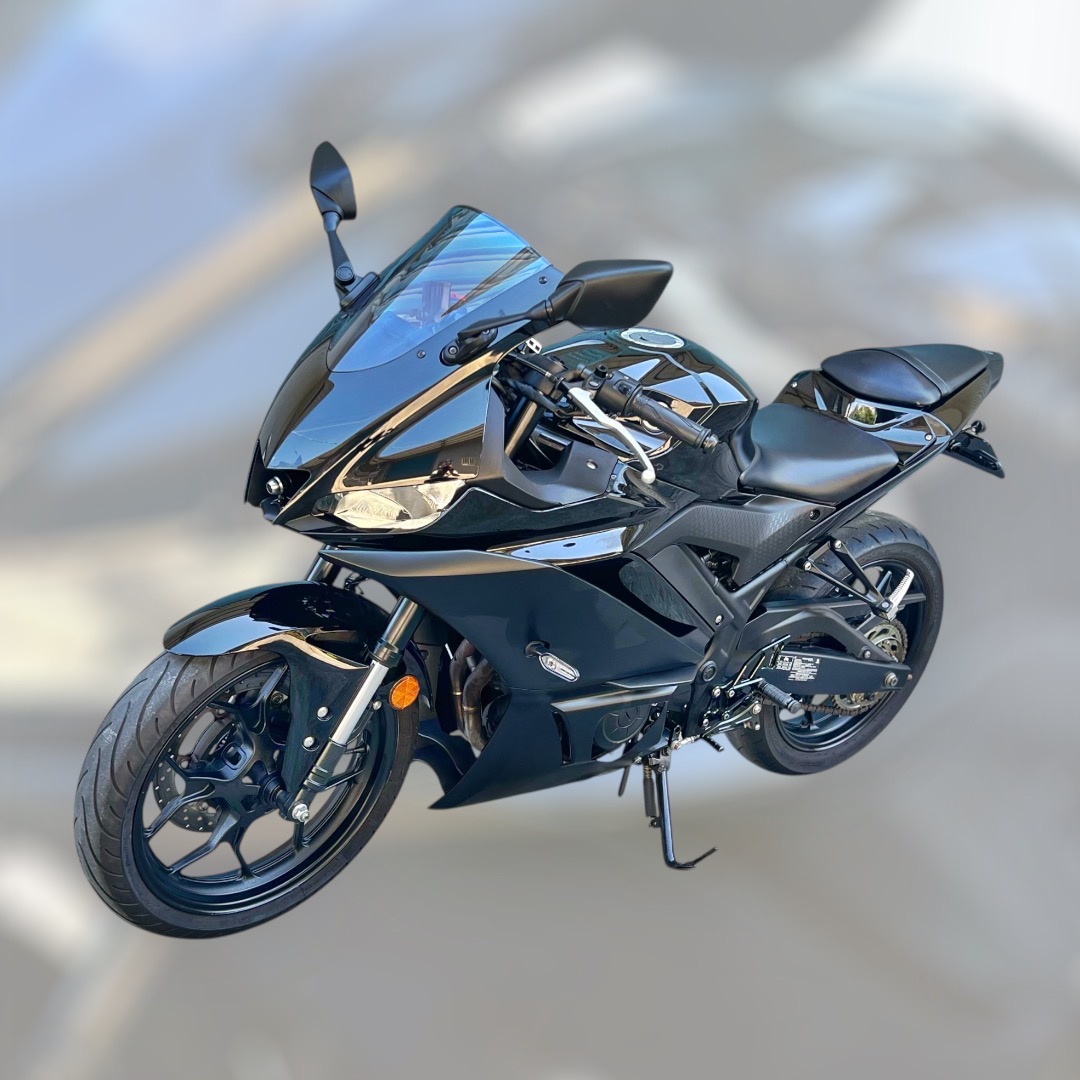 YAMAHA YZF-R3 - 中古/二手車出售中 2022年 R3 全段碳蠍管 短牌架 前後行車紀錄器 稀有黑色系 阿宏大型重機買賣 | 阿宏大型重機買賣