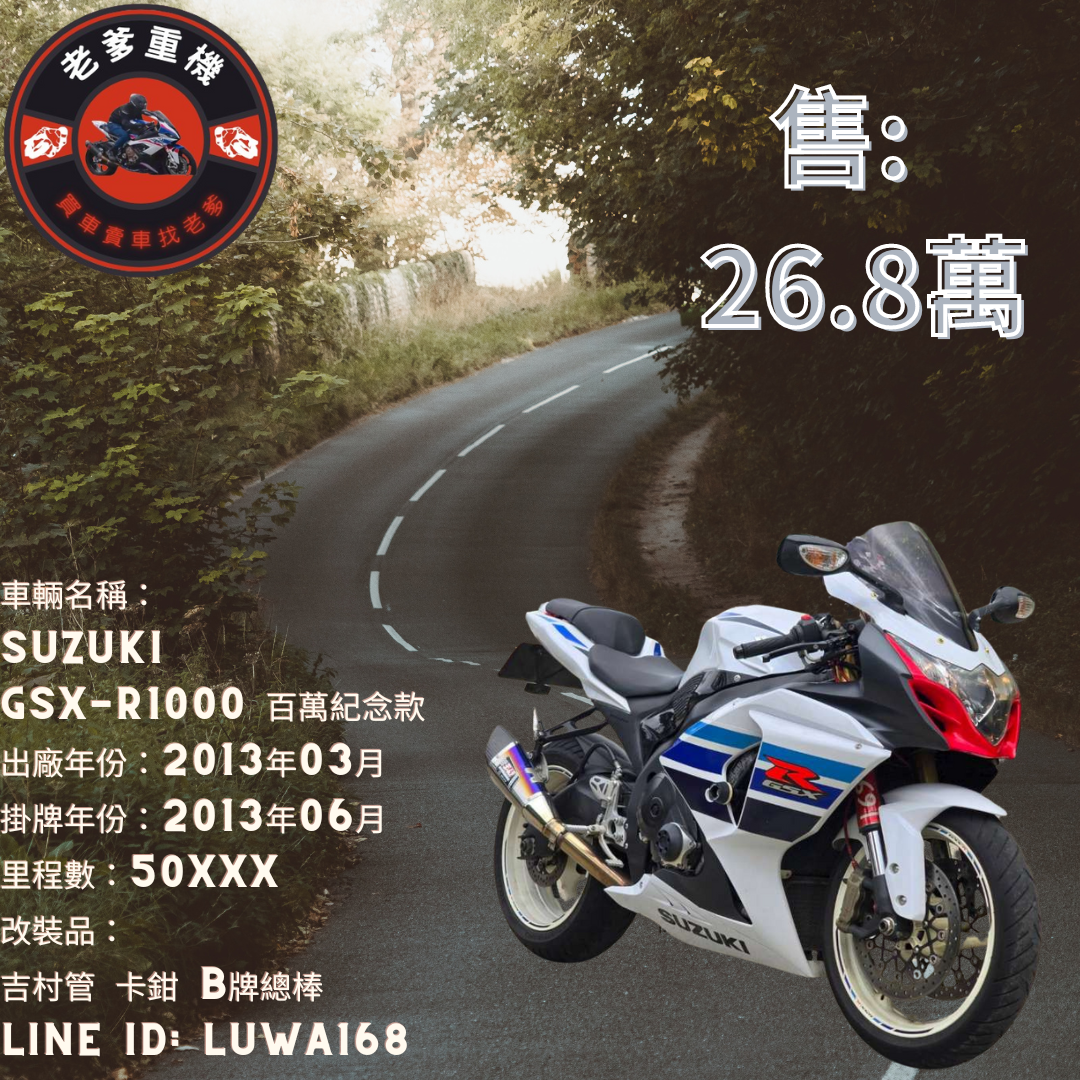 SUZUKI GSX-R1000 - 中古/二手車出售中 [出售] 2013年 SUZUKI GSX-R1000 百萬紀念款 | 老爹重機