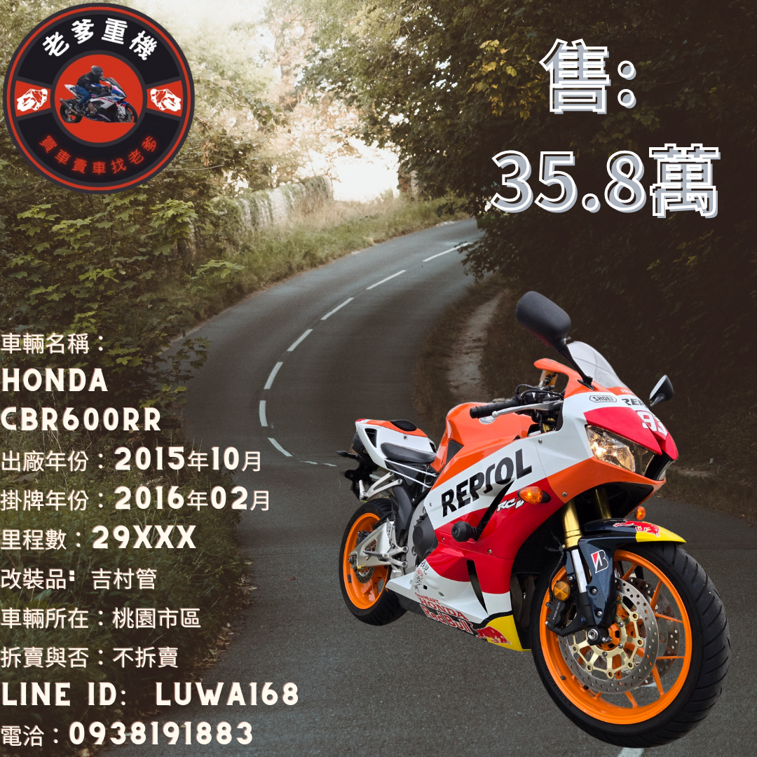 【老爹重機】HONDA CBR600RR - 「Webike-摩托車市」 [出售] 2015年 HONDA CBR600RR