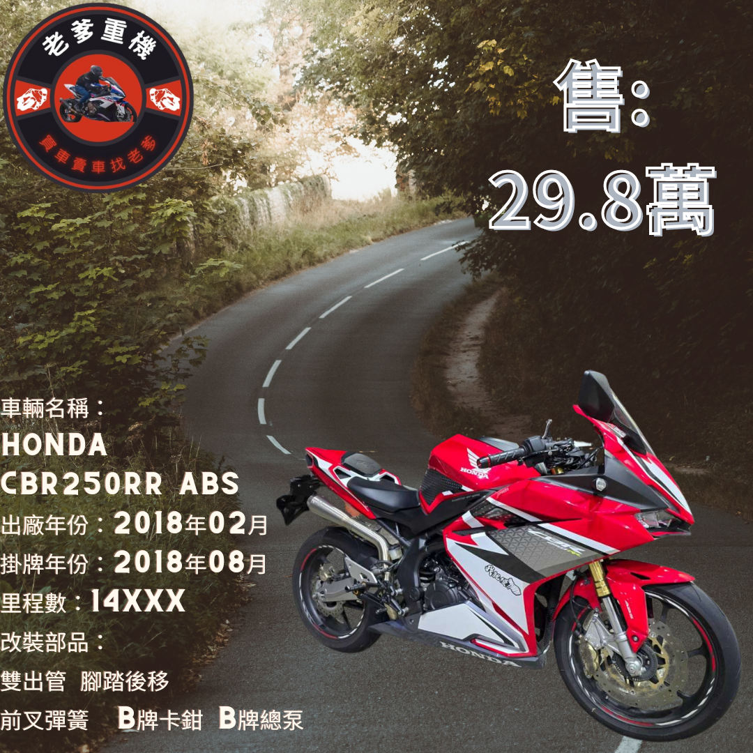 【老爹重機】HONDA CBR250RR - 「Webike-摩托車市」 [出售] 2018年 HONDA CBR250RR ABS