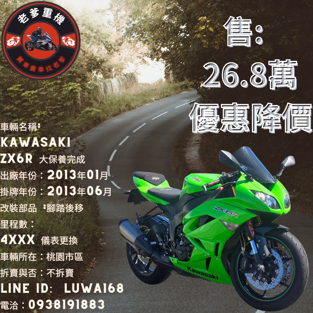 【老爹重機】KAWASAKI NINJA ZX-6R - 「Webike-摩托車市」 [出售] 2013年 KAWASAKI ZX6R 大保養完成