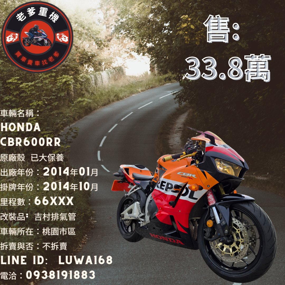 【老爹重機】HONDA CBR600RR - 「Webike-摩托車市」 [出售] 2014年 HONDA  CBR600RR 原廠殼 已大保養