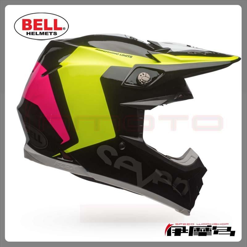 BELL MOTO 9 FLEX 複合纖維越野安全帽 ROGUE彩繪 (黑/螢光黃/粉) [MOTO9-F-ROG-BKYW-XS]